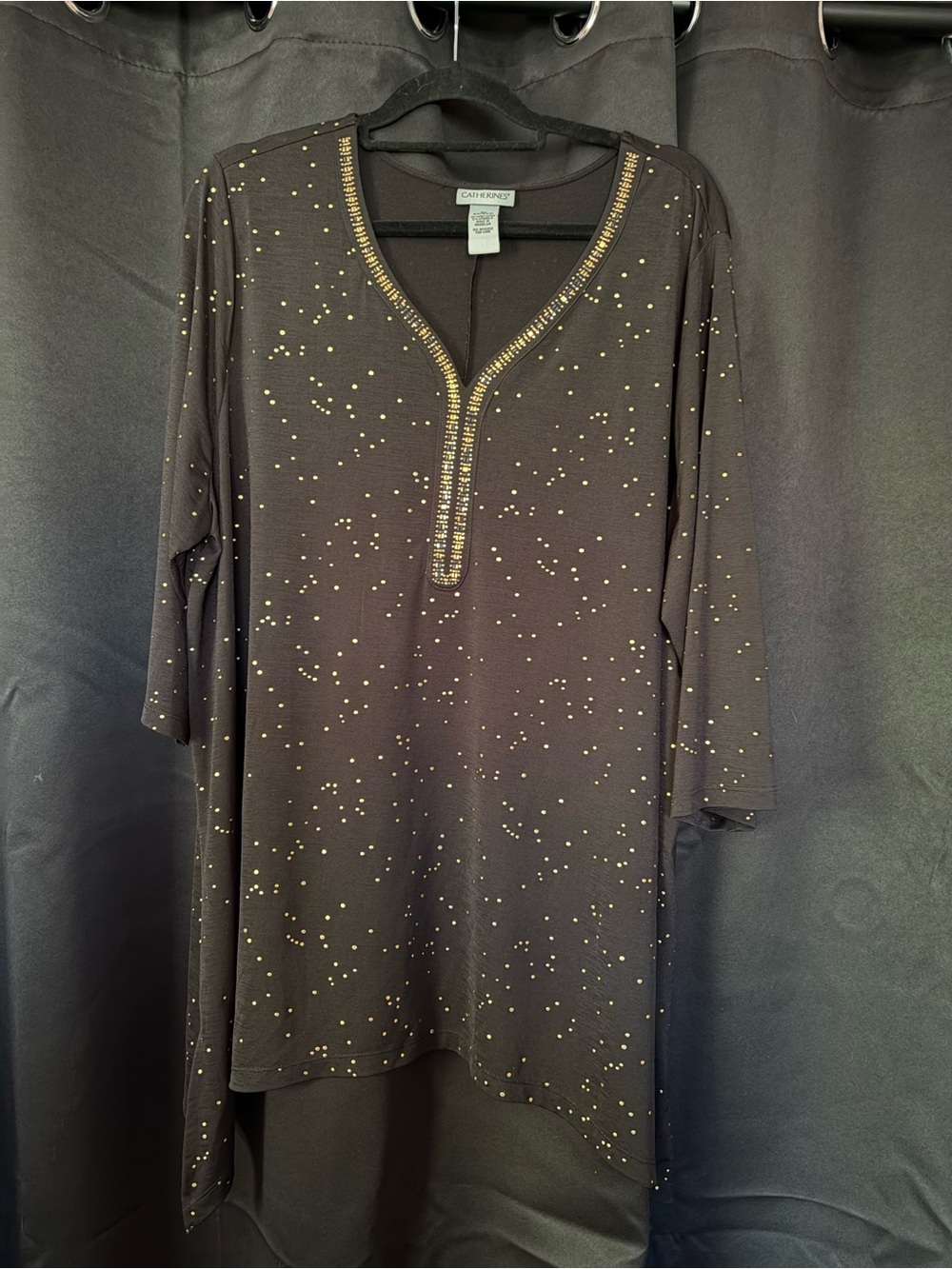 Catherines Black Tunic with Gold Stud Accents